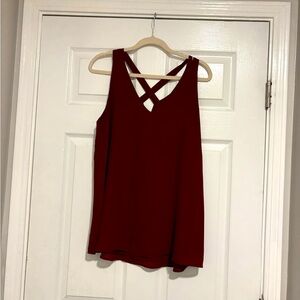 Adrienne Deep Red Cross-Back Tank Top